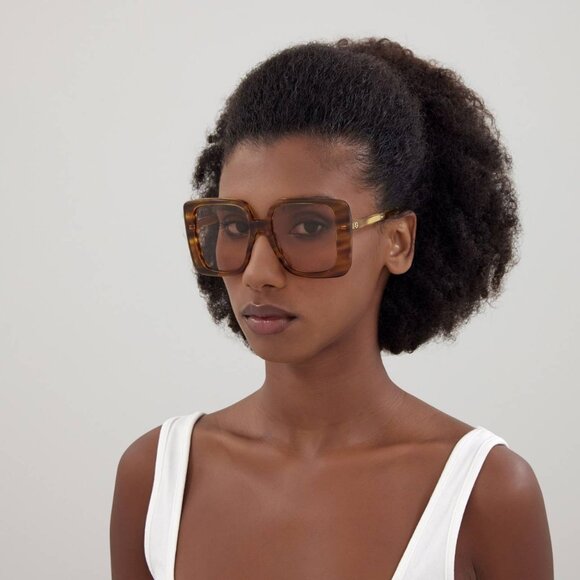 NEW GUCCI GG1314S 003 SUNGLASSES WOMEN HAVANA BROWN OVERSIZED EYEWEAR GUCCI - Picture 1 of 12